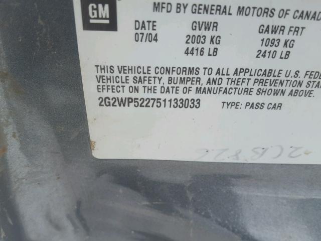 2G2WP522751133033 - 2005 PONTIAC GRAND PRIX Boz foto 10