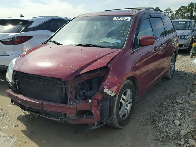 5FNRL38775B118217 - 2005 HONDA ODYSSEY EX MAROON photo 2