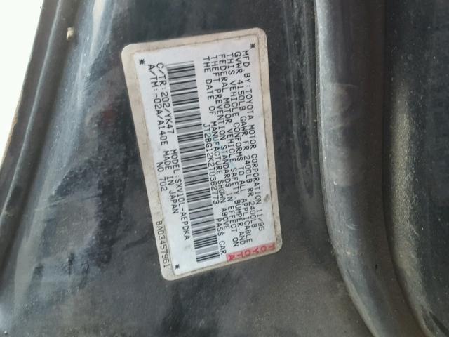 JT2BG12K2T0362773 - 1996 TOYOTA CAMRY DX BLACK photo 10