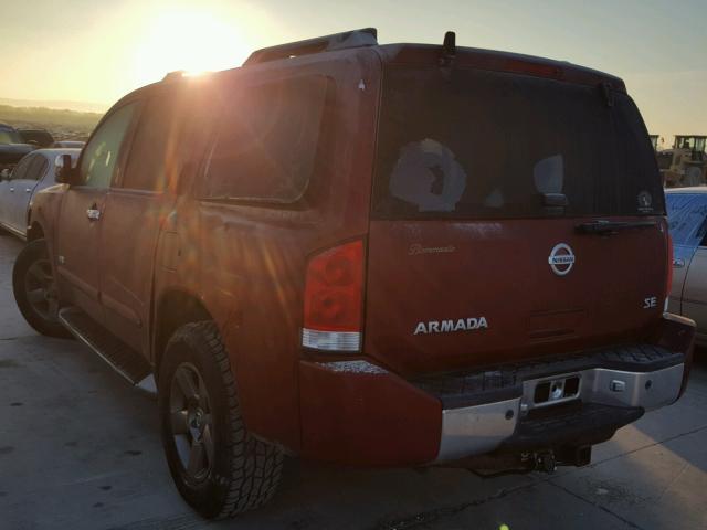 5N1AA08B55N717300 - 2005 NISSAN ARMADA SE BURGUNDY photo 3