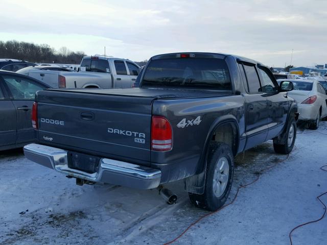 1D7HG48N24S664547 - 2004 DODGE DAKOTA QUA GRAY photo 4