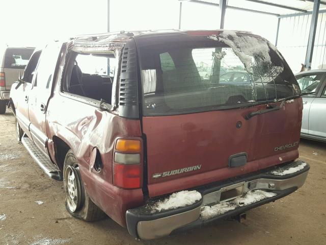 1GNFK16T31J299398 - 2001 CHEVROLET SUBURBAN K MAROON photo 3