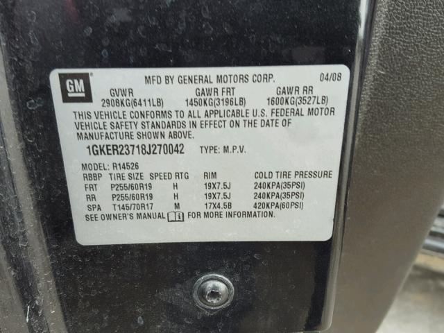 1GKER23718J270042 - 2008 GMC ACADIA SLT Qara foto 10