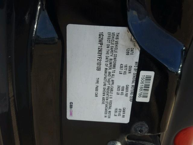 1G2WP12K8YF210109 - 2000 PONTIAC GRAND PRIX BLUE photo 10