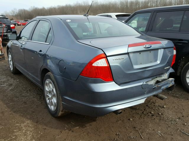 3FAHP0HG6BR344456 - 2011 FORD FUSION SE BLUE photo 3