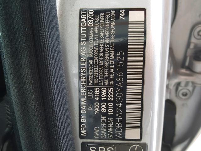 WDBHA24G0YA861525 - 2000 MERCEDES-BENZ C 230 SILVER photo 10