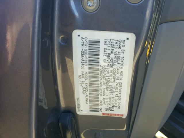 JT2BG22K2W0122360 - 1998 TOYOTA CAMRY CE GRAY photo 10