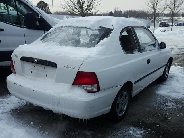 KMHCF35G72U229754 - 2002 HYUNDAI ACCENT L WHITE photo 4