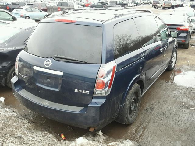 5N1BV28U07N110584 - 2007 NISSAN QUEST S BLUE photo 4