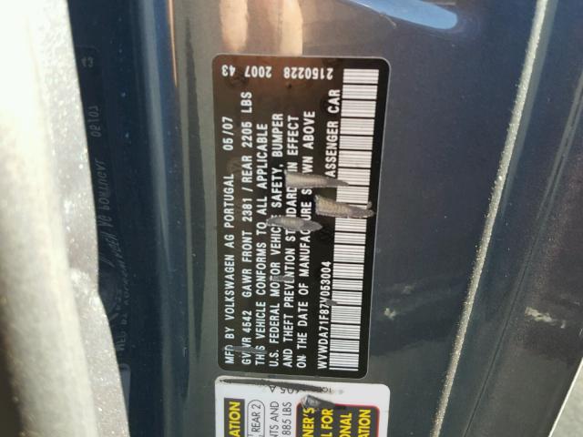 WVWDA71F87V053004 - 2007 VOLKSWAGEN EOS 2.0T S 灰色 照片 10