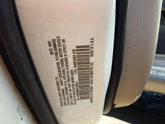 4S3BE686827205517 - 2002 SUBARU LEGACY OUT WHITE photo 10