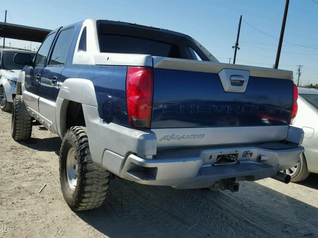 3GNEK13T32G107366 - 2002 CHEVROLET AVALANCHE BLUE photo 3