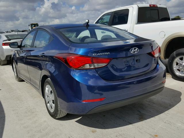 5NPDH4AE1GH737507 - 2016 HYUNDAI ELANTRA SE BLUE photo 3