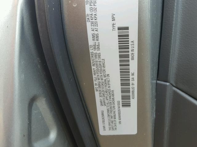 4S4WX85D974410553 - 2007 SUBARU B9 TRIBECA GRAY photo 10