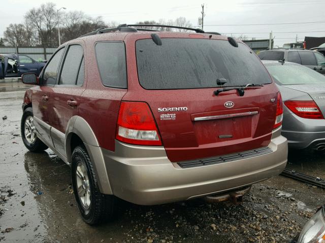 KNDJC733255359886 - 2005 KIA SORENTO EX MAROON photo 3