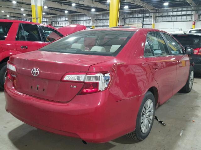 4T4BF1FK3CR160510 - 2012 TOYOTA CAMRY BASE RED photo 4