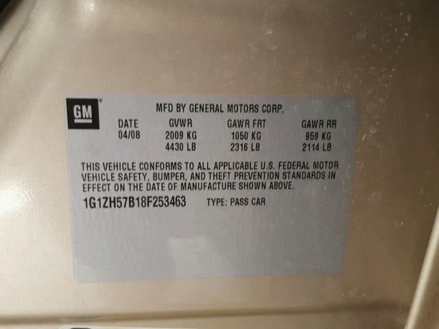 1G1ZH57B18F253463 - 2008 CHEVROLET MALIBU 1LT 棕色 照片 10