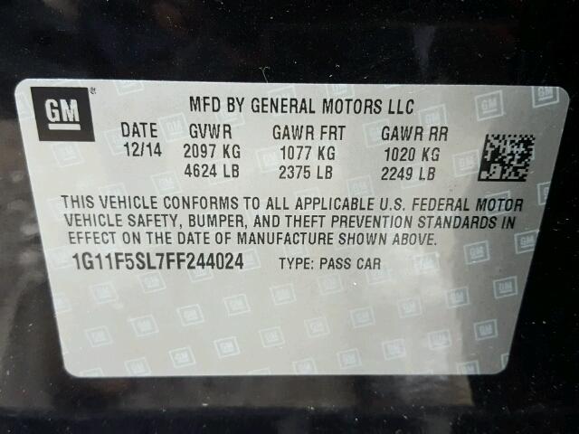 1G11F5SL7FF244024 - 2015 CHEVROLET MALIBU LTZ 黑色 照片 10