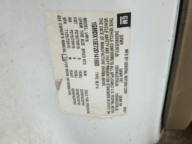 1GMDX13E72D141665 - 2002 PONTIAC MONTANA LU WHITE photo 10