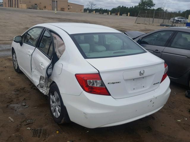 19XFB2F59CE075228 - 2012 HONDA CIVIC LX WHITE photo 3