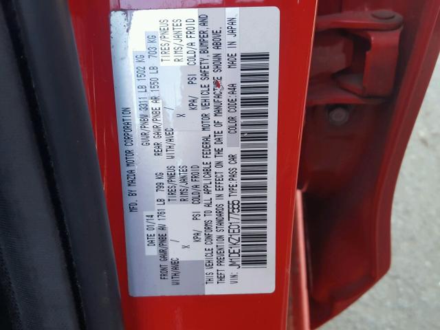 JM1DE1KZ1E0177555 - 2014 MAZDA MAZDA2 SPO 红色 照片 10