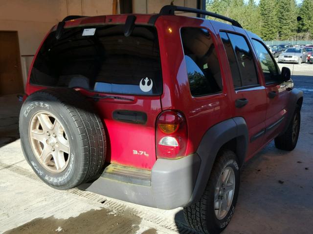 1J4GL48K44W137653 - 2004 JEEP LIBERTY SP RED photo 4