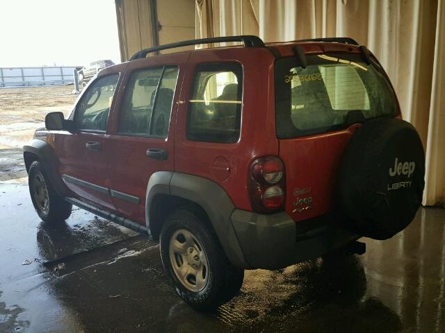 1J4GL48K75W599514 - 2005 JEEP LIBERTY SP RED photo 3