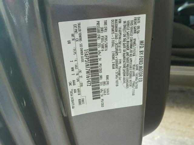 1FAFP31N17W161472 - 2007 FORD FOCUS ZX3 GRAY photo 10