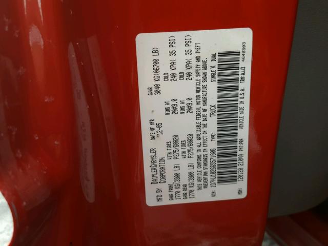 1D7HU18266S571806 - 2006 DODGE RAM 1500 S RED photo 10