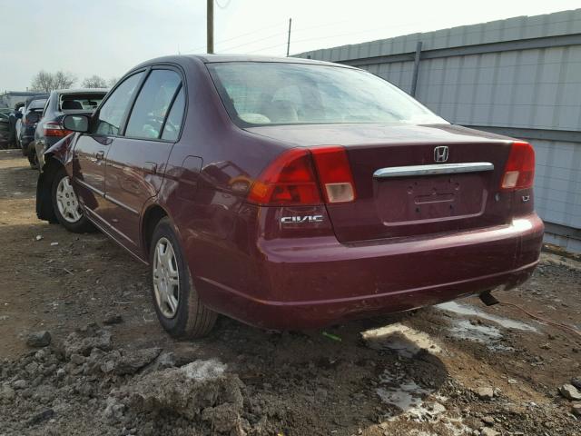 2HGES16562H600823 - 2002 HONDA CIVIC LX BURGUNDY photo 3