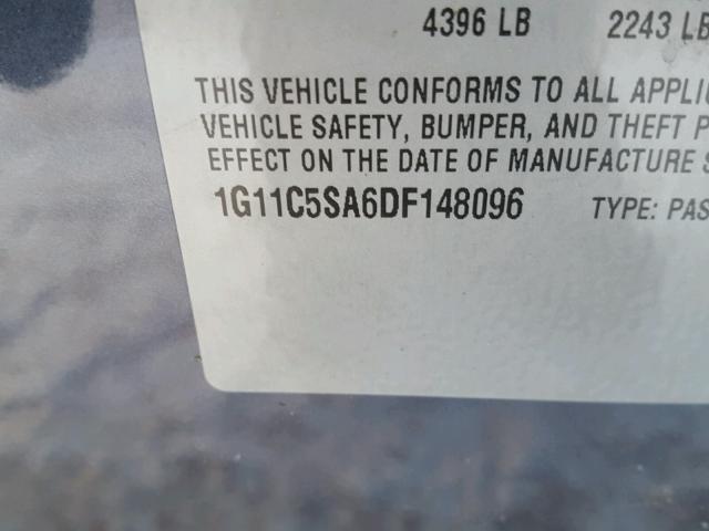 1G11C5SA6DF148096 - 2013 CHEVROLET MALIBU 1LT 蓝色 照片 10