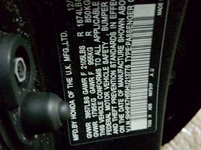 SHHFK7H55HU213776 - 2017 HONDA CIVIC EX Qara foto 10