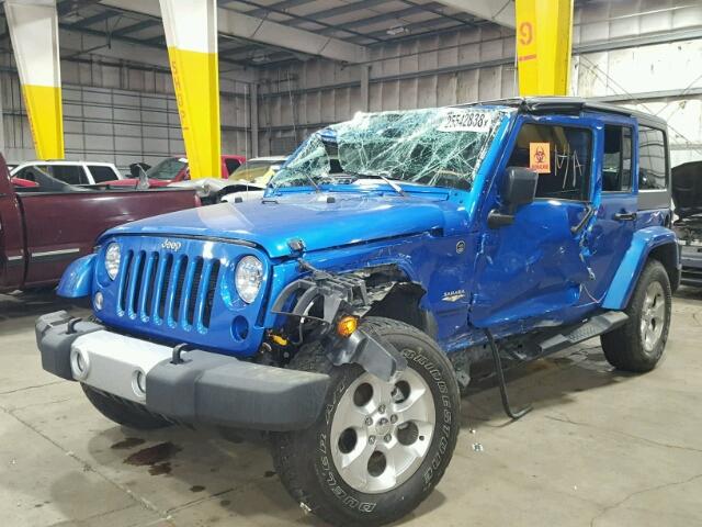 1C4BJWEG1FL723765 - 2015 JEEP WRANGLER U BLUE photo 2