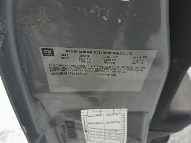 2G2WR554871128093 - 2007 PONTIAC GRAND PRIX GRAY photo 10