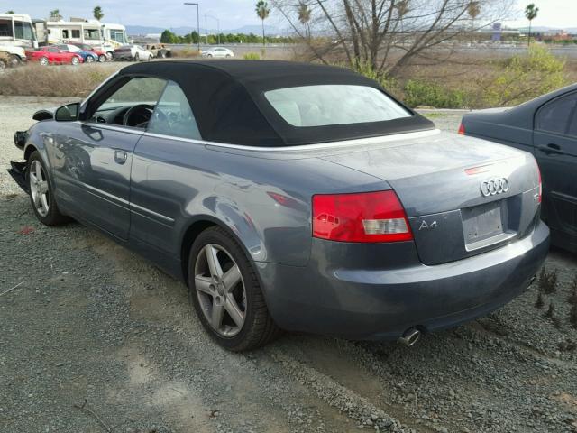 WAUAT48H75K002219 - 2005 AUDI A4 3.0 CAB GRAY photo 3