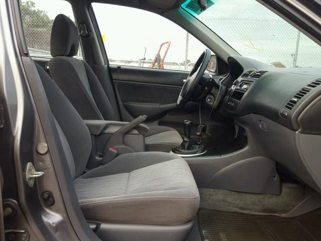 2HGES15674H626280 - 2004 HONDA CIVIC LX GRAY photo 5