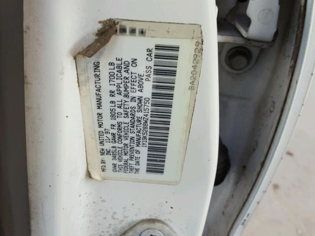 1Y1SK5288WZ415750 - 1998 CHEVROLET GEO PRIZM 白色 照片 10