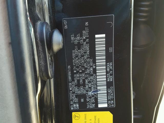 JTJGW31UX72005329 - 2007 LEXUS RX 400H BLACK photo 10