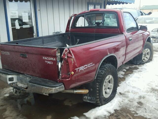 4TAPM62N4WZ174863 - 1998 TOYOTA TACOMA MAROON photo 4