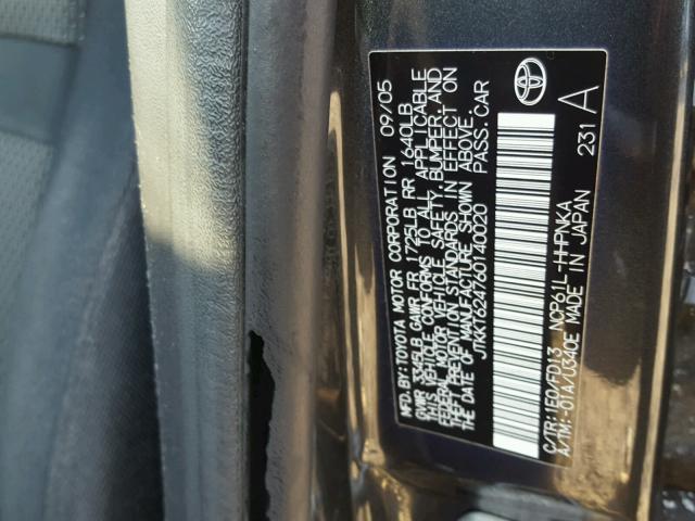 JTKKT624760140020 - 2006 TOYOTA SCION XA BLUE photo 10