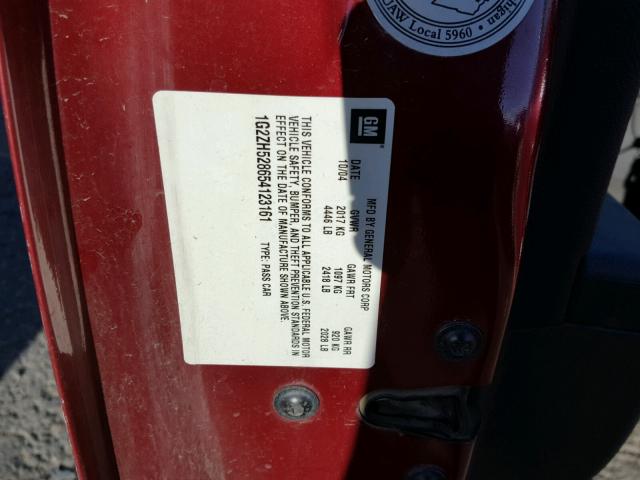 1G2ZH528654123161 - 2005 PONTIAC G6 GT MAROON photo 10