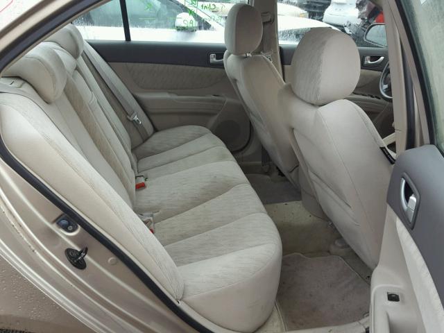 5NPET46C56H054637 - 2006 HYUNDAI SONATA GL GOLD photo 6