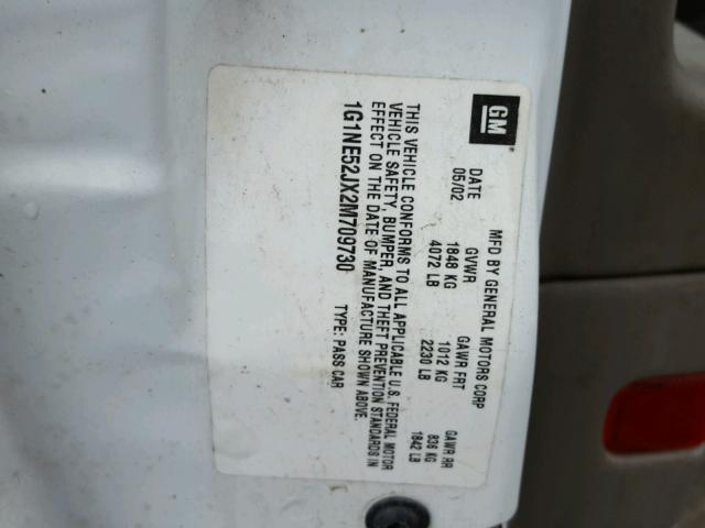 1G1NE52JX2M709730 - 2002 CHEVROLET MALIBU LS 白色 照片 10