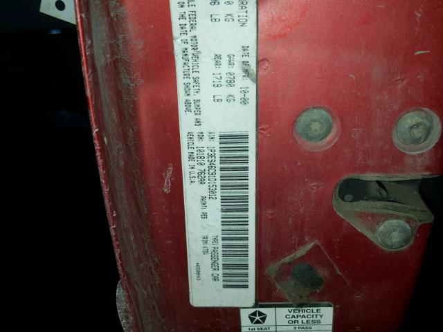 1P3ES46C91D153012 - 2001 PLYMOUTH NEON BASE 橙色 照片 10