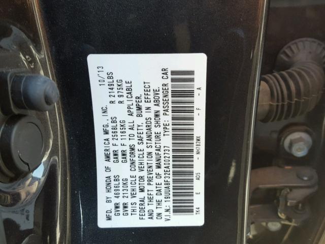 19UUA8F32EA002737 - 2014 ACURA TL SE CHARCOAL photo 10