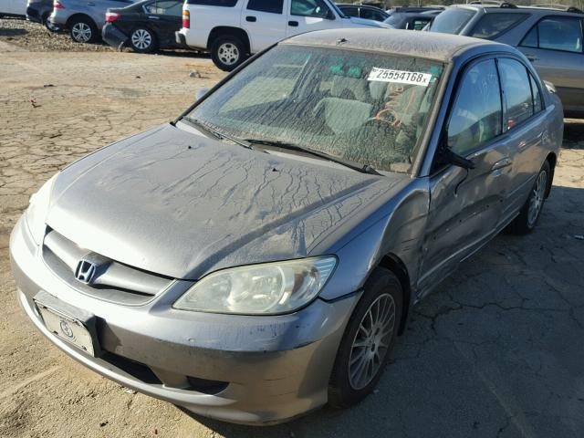 2HGES16505H566396 - 2005 HONDA CIVIC LX GRAY photo 2