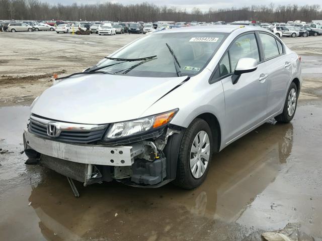 19XFB2F54CE390664 - 2012 HONDA CIVIC LX SILVER photo 2