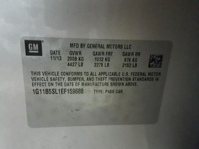 1G11B5SL1EF159688 - 2014 CHEVROLET MALIBU LS SILVER photo 10