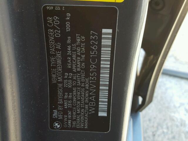 WBANV13519C156237 - 2009 BMW 528 GRAY photo 10