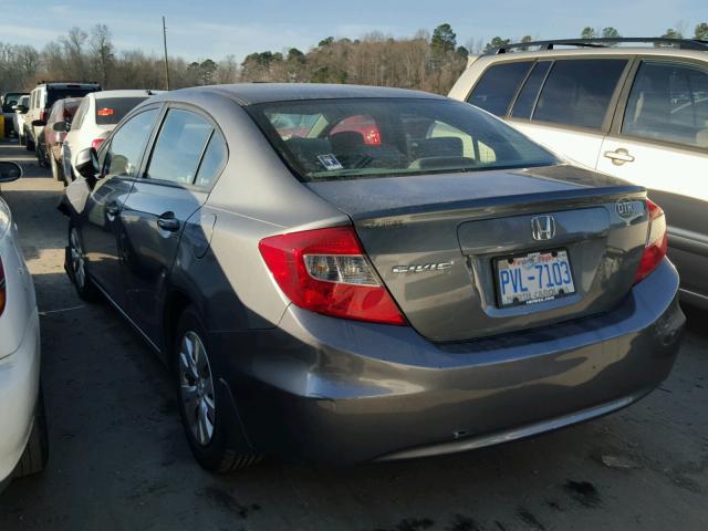 19XFB2F53CE304566 - 2012 HONDA CIVIC LX GRAY photo 3